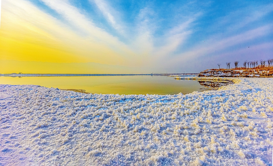 湖“硝花”凌寒绽放
